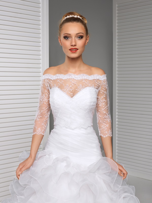 AKCE -krajkové svatební bolerko, ivory 40